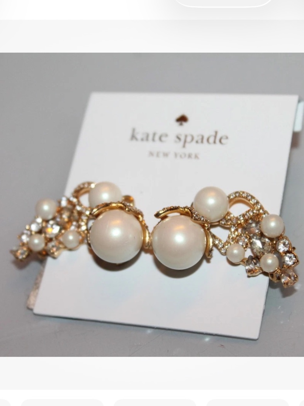 kate spade gold-tone pearl and crystal cluster earrings